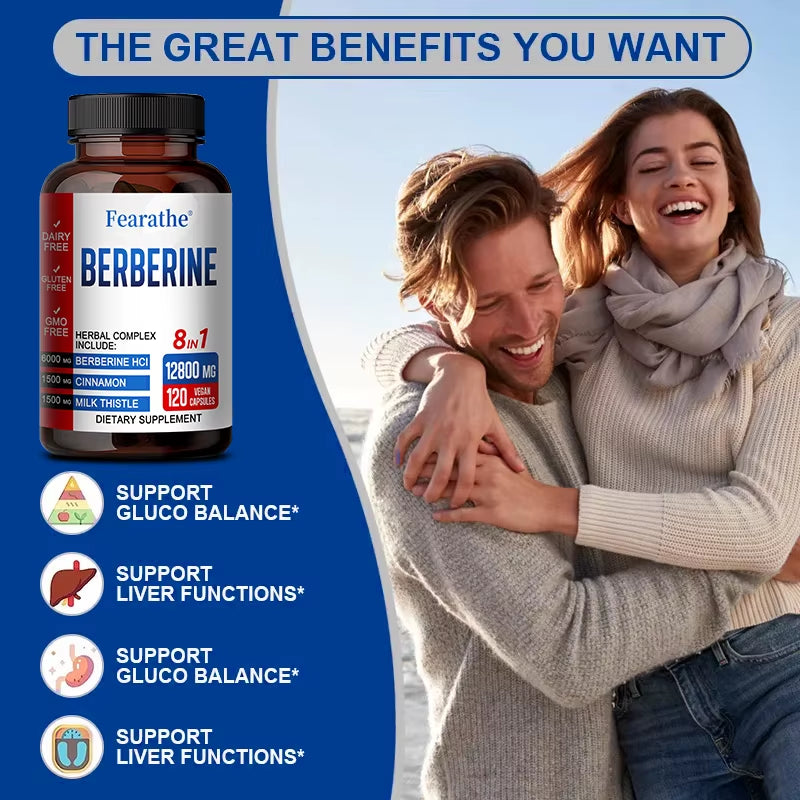 Berberine Capsules Contain Ceylon Cinnamon and Milk Thistle to Support Liver Function, Gut Health and Immunity